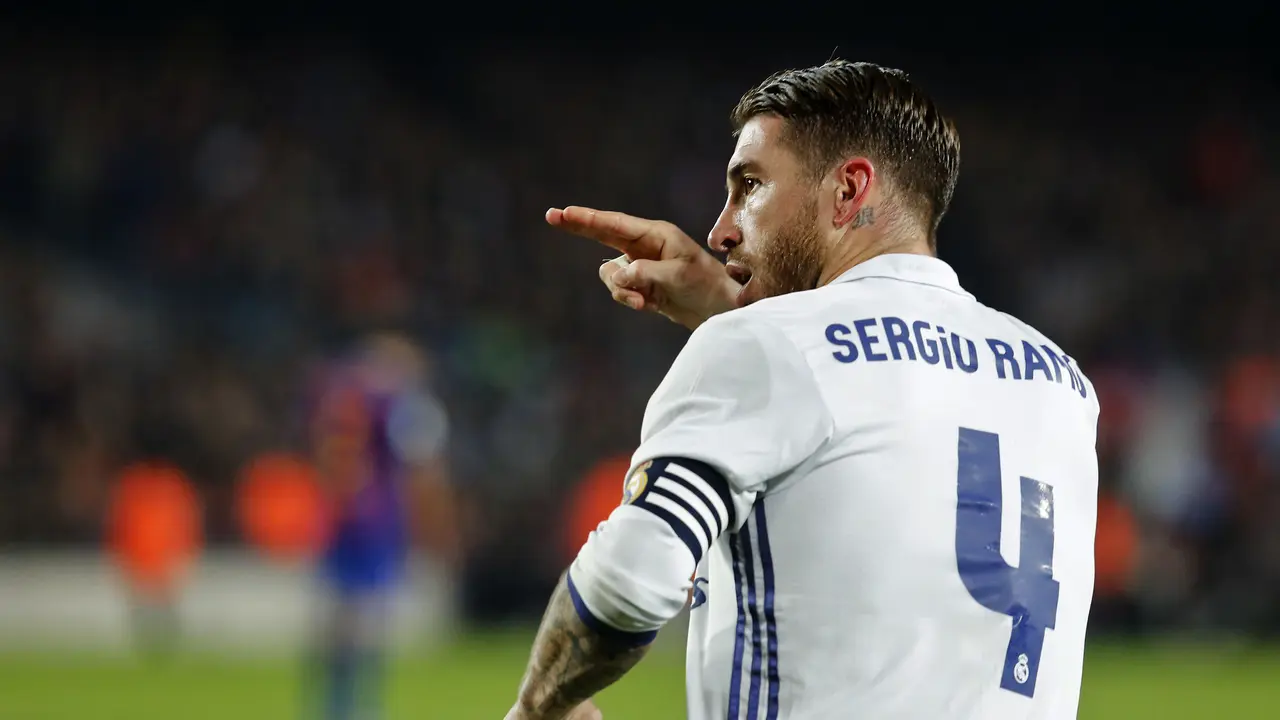 Gaya Selebrasi Sergio Ramos Usai Cetak Gol ke Gawang Barcelona