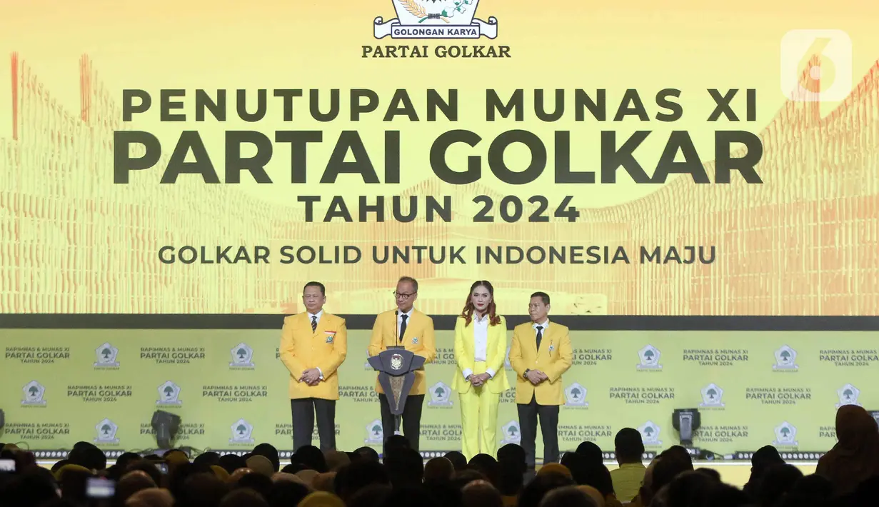Partai Golkar resmi menutup Musyawarah Nasional (Munas) XI tahun 2024 di Jakarta. (Liputan6.com/Herman Zakharia)