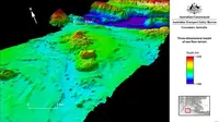 Gambar 3 dimensi dasar laut Samudera Hindia, titik pencarian MH370 (Australian Transport Safety Bureau)