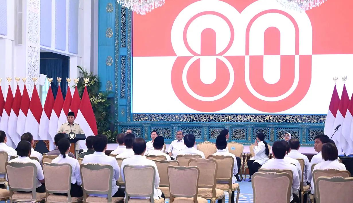 Adapun logo tersebut bertuliskan 80 berwarna merah putih. (Foto: Biro Pers Sekretariat Presiden)