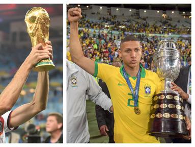 Trofi di level klub lebih berpeluang diraih seorang pemain dibanding di level timnas karena frekuensinya yang rutin tiap tahun. Uniknya 5 pemain berikut justru belum pernah meraih trofi bersama klub, namun dapat meraih trofi bergengsi di level timnas. (Kolase Foto AFP)