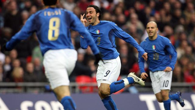 Penyerang Timnas Italia U-21, Giampaolo Pazzini mencetak hattrick ketika melawan Timnas Inggris U-21 di Wembley Stadium, 24 Maret 2007.