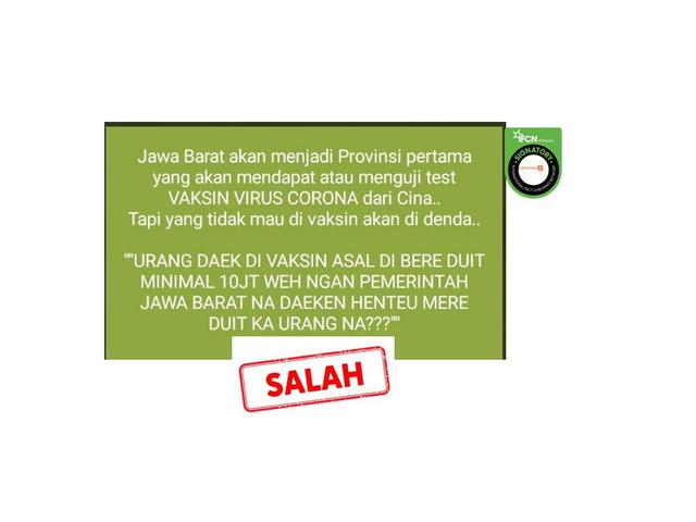 Cek Fakta Benarkah Jawa Barat Jadi Daerah Pertama Yang Disuntik Vaksin Covid 19 Cek Fakta Liputan6 Com