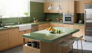 Dapur dengan material Keramik Glazing. [Foto: Gemini]