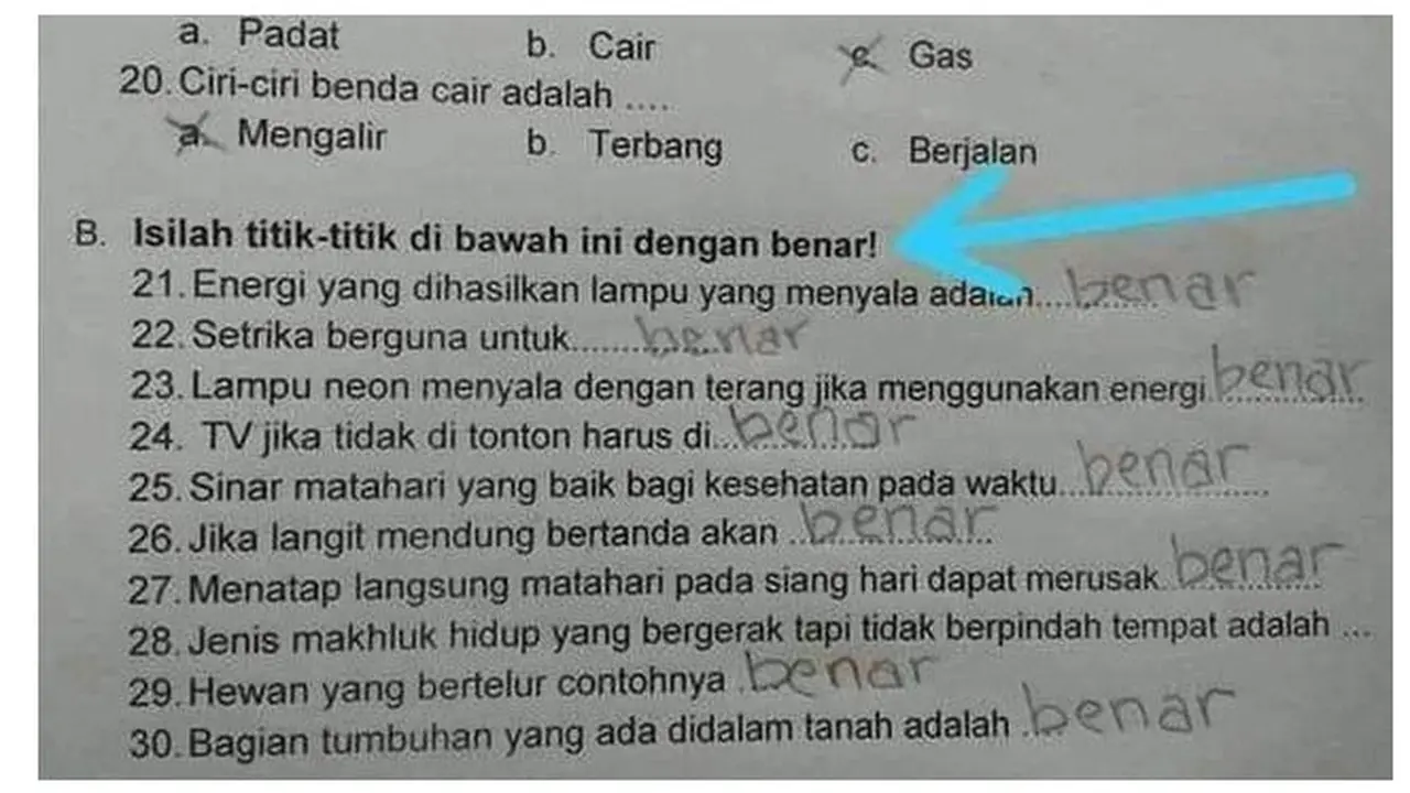 6 Jawaban Anak SD Ikuti Perintah Soal Ini Bikin Guru Elus Dada
