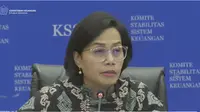 Menkeu Sri Mulyani saat Konferensi Pers KSSK: Hasil Rapat Berkala KSSK I Tahun 2023, Selasa (1/2/2023).
