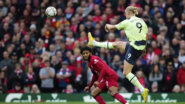 Foto: Mesin Gol Haaland Macet di Kandang Liverpool, Berujung pada Kekalahan Pertama Manchester City di Liga Inggris