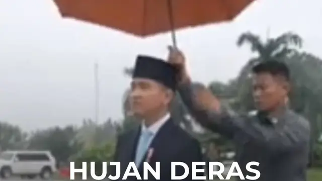 Hujan Deras Gibran Jemput Prabowo di Bandara