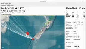 Lokasi gempa bumi Selandia Baru. (BMKG)