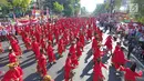 Sebanyak 24.000 peserta meramaikan Joged Bareng Goyang Semarangan memeriahkan HUT ke 472 Kota Semarang di Jalan Pemuda, Semarang, Kamis (2/5/2019). Joged Bareng Tari Semarangan diikuti para ASN pemkot, TNI/Polri hingga pelajar. (Liputan6.com/Gholib)