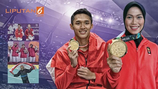 Banner Banjir Bonus Atlet Asian Games 2018. (Liputan6.com/Abdillah)