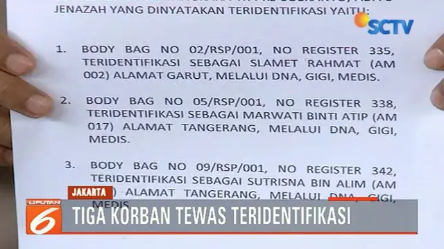 Ketiga korban tewas kebakaran tersebut merupakan warga Tangerang, Banten.