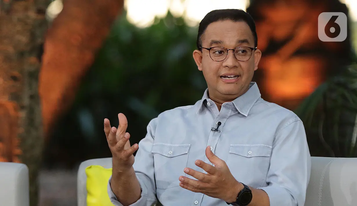 Bakal Calon Presiden, Anies Baswedan menjawab beberapa pertanyaan yang diajukan. (Liputan6.com/Helmi Fithriansyah)