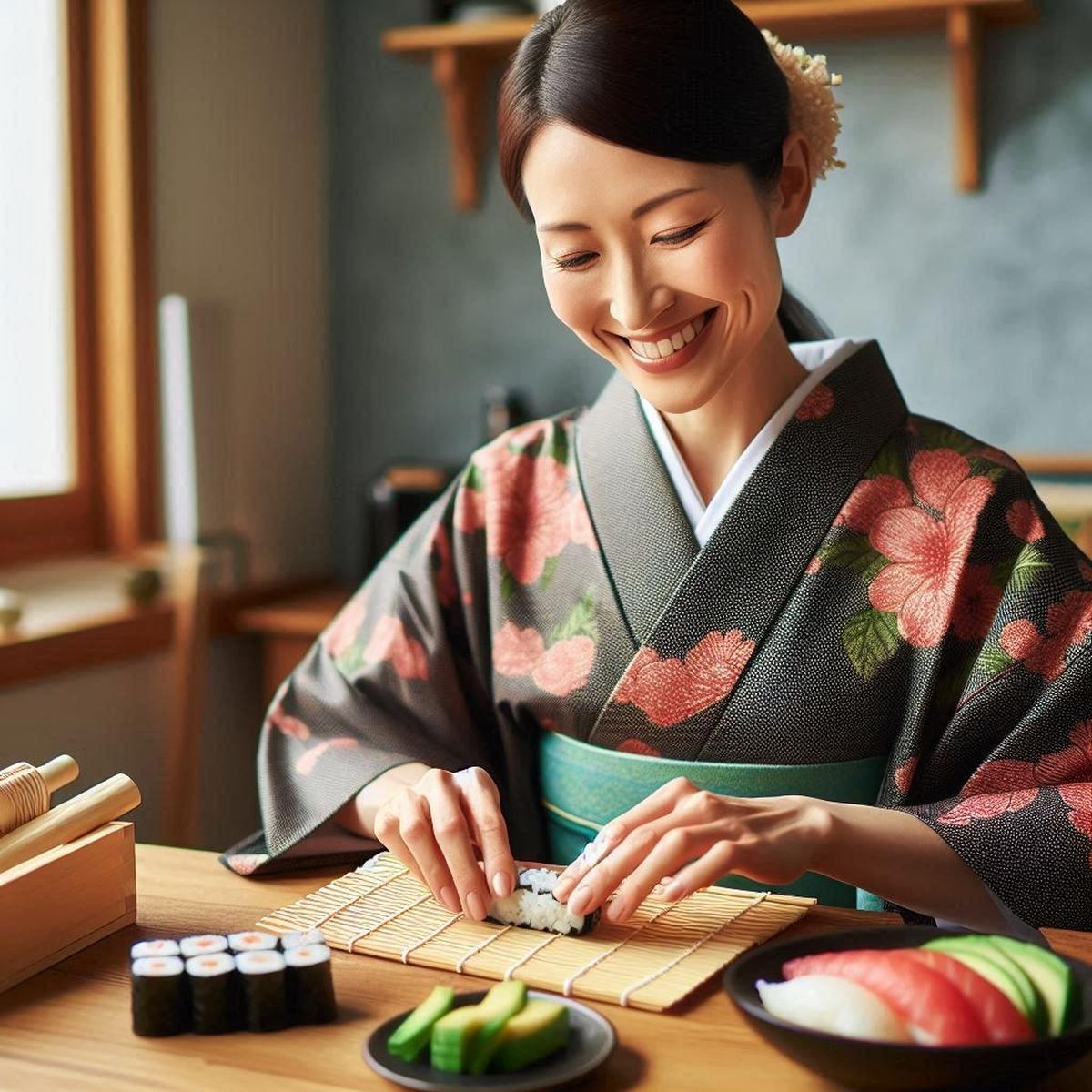 Ilustrasi Membuat Kimbab dan Sushi