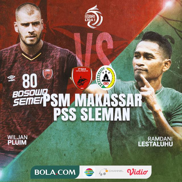 BRI Liga 1 - Duel Antarlini - PSM Makassar Vs PSS Sleman - Wiljan Pluim Vs Ramdani Lestaluhu