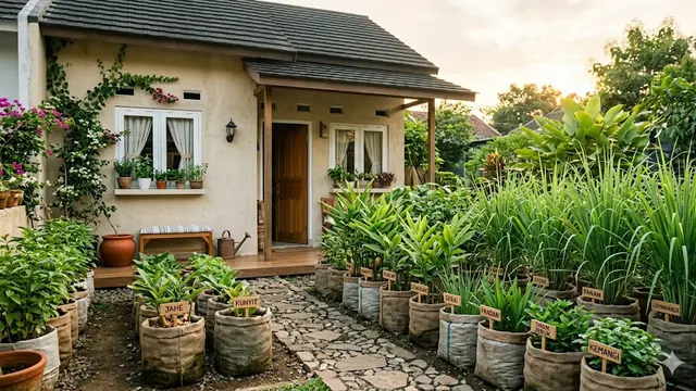 Inspirasi Kebun Mini dari Karung di Halaman Rumah