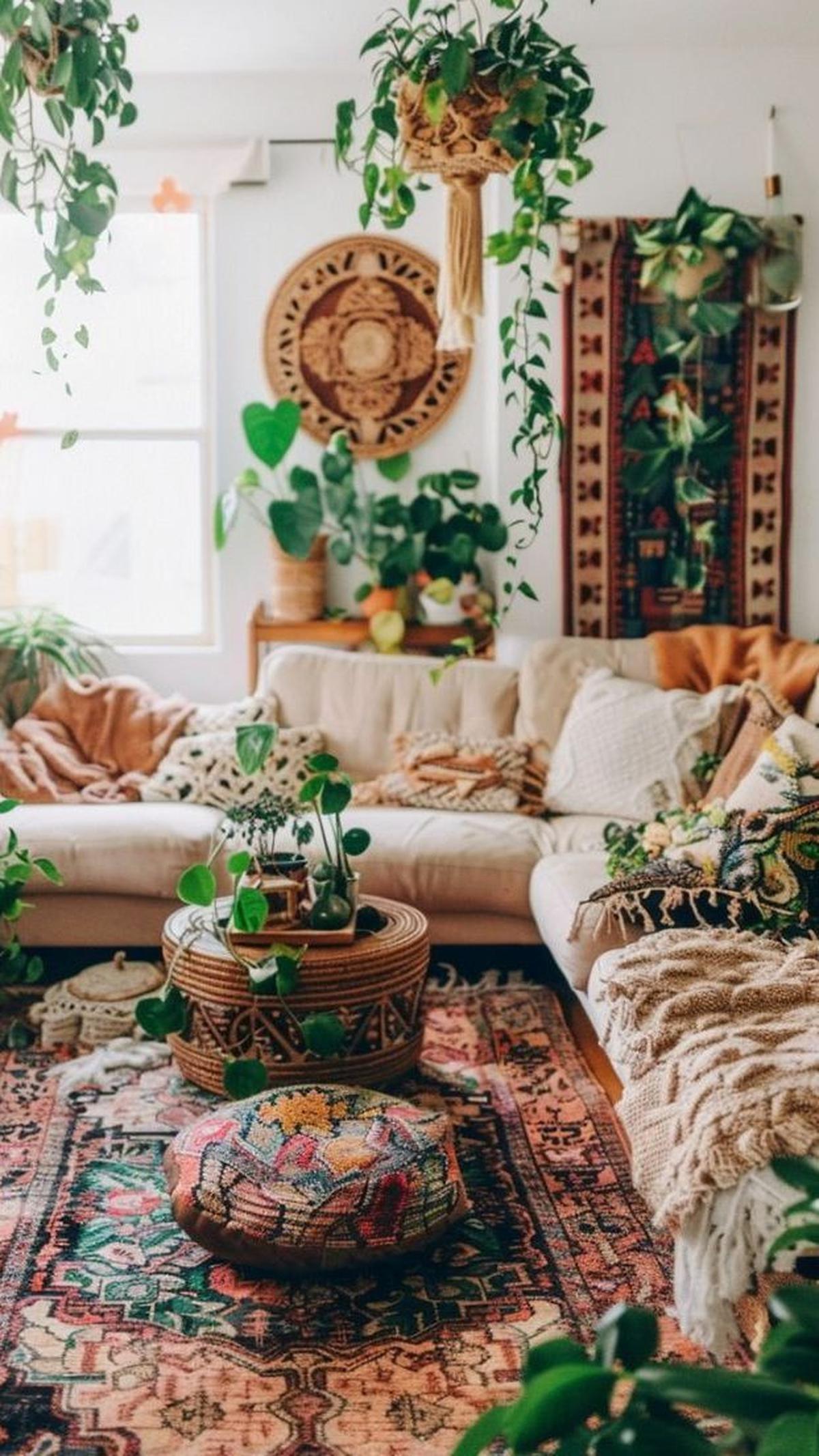 Ruang Tamu Bohemian Ala Rustic