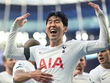 Son Heung Min merupakan pemain berkebangsaan Korea Selatan yang berjasa membawa Tottenham Hotspur hingga babak final Liga Champions untuk pertama kalinya di tahun 2019. Hal tersebut membuat Son masuk ke dalam nominasi Ballon d'Or 2019 dengan menempati urutan ke 22. (AFP/Justin Tallis)