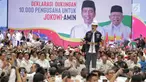 Capres nomor urut 01 Joko Widodo memberi sambutan pada Deklarasi Dukungan 10.000 Pengusaha untuk Jokowi-Ma'ruf Amin di Istora Senayan GBK, Jakarta, Kamis (21/3). Deklarasi dihadiri pengusaha dari skala kecil sampai besar. (Liputan6.com/Faizal Fanani)