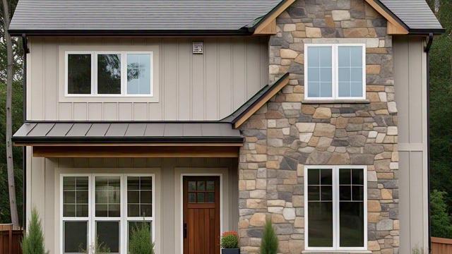 Model Rumah 2 Lantai Minimalis dengan Aksen Batu Alam/Nurul Diva Kautsar via Meta AI