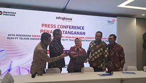 PT Telkom Indonesia (Persero) Tbk resmi menandatangani akta pemisahan ke anak perusahaannya. (Liputan6.com/Nariza Riskantia Haya).