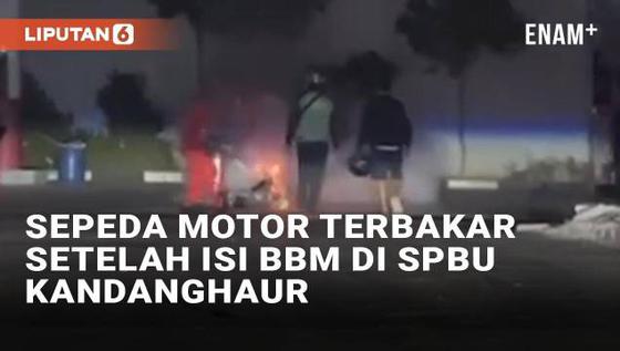 VIDEO: Sepeda Motor Terbakar Setelah Isi BBM di SPBU Kandanghaur Indramayu