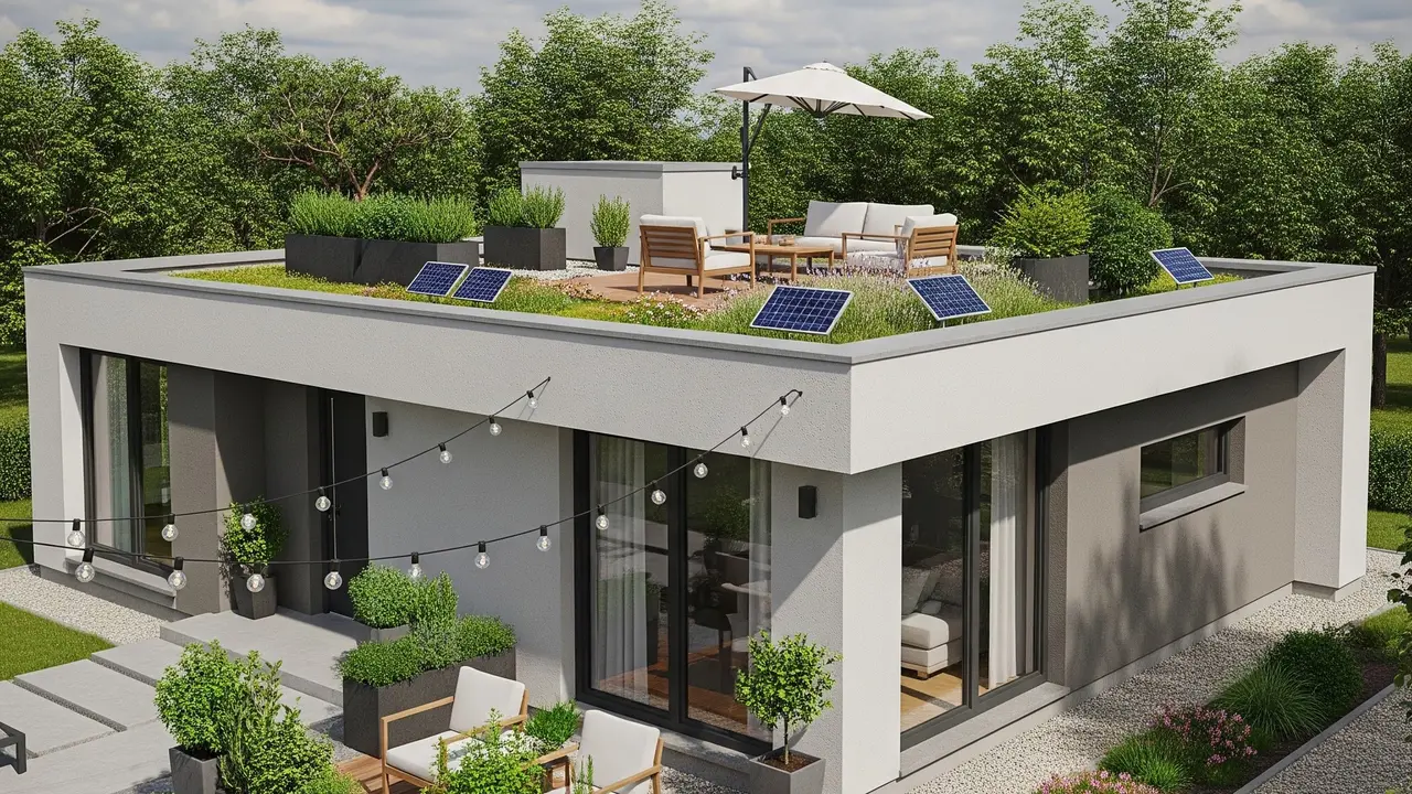 Contoh Rumah 1 Lantai Atap Dak untuk Kebun Mini