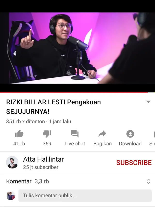 Unggahan Atta Halilintar. (Foto: YouTube Atta Halilintar)
