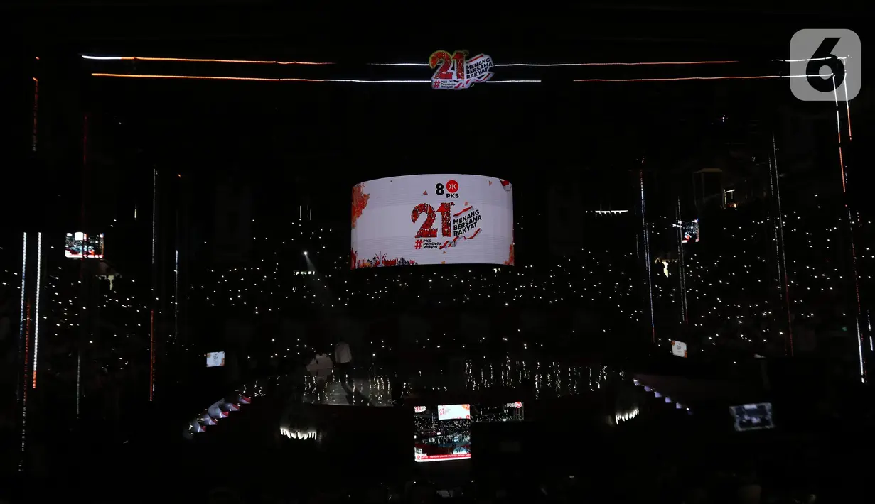 Partai Keadilan Sejahtera (PKS) menggelar puncak peringatan Milad ke-21 di Istora Senayan, Jakarta, Sabtu (20/5/2023). (Liputan6.com/Helmi Fithriansyah)