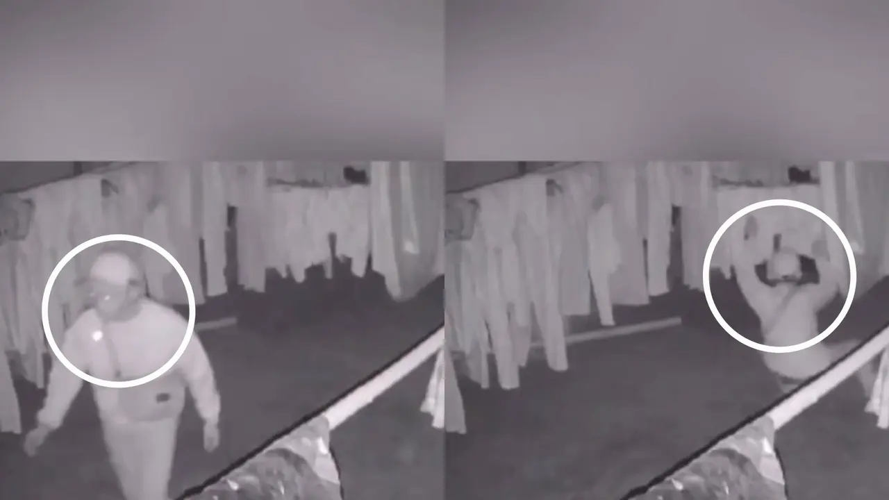 Aksi pelaku mencuri pakaian dalam terekam CCTV