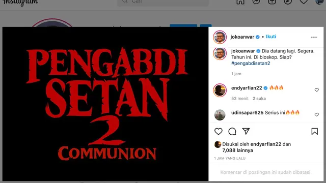 Unggahan Joko Anwar. (Foto: Instagram @jokoanwar)