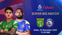 Saksikan dan Nonton BRI Super League: Persebaya vs Arema, Tayang Eksklusif di Vidio