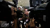 Sekretaris Kabinet Pramono Anung usai melakukan pertemuan tertutup dengan Ketua DPR Setya Novanto di Gedung DPR, Komplek Parlemen, Senayan, Jakarta, Kamis (1/10/2015).(Liputann6.com/Johan Tallo)