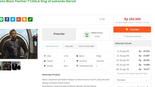 Baju Koko Black Panther Banjiri Online Shop, Sudah Punya?