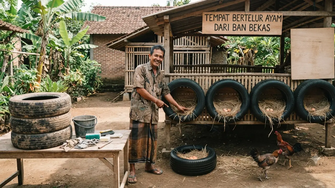 Cara Membuat Tempat Bertelur Ayam dari Ban Bekas