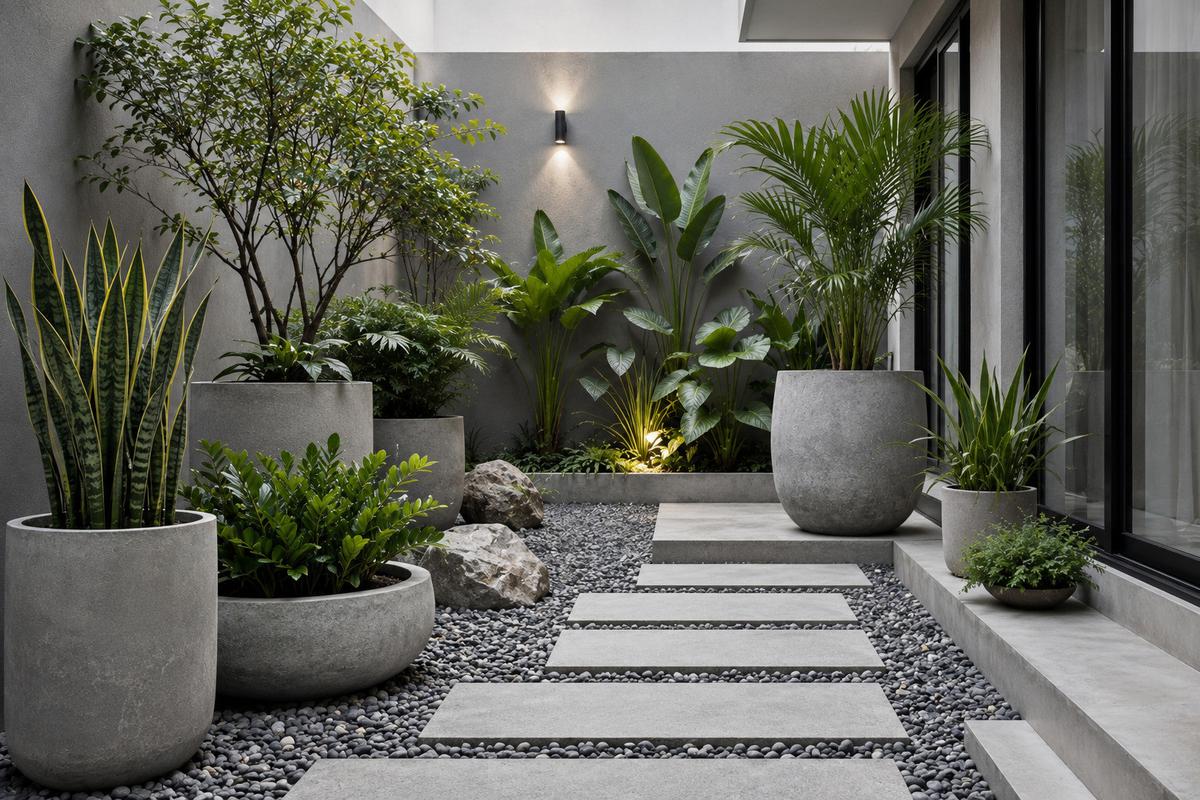 Inspirasi Taman Bertekstur tanpa Banyak Warna (AI Generated)