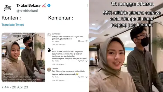 Viral Curhatan Ibu Muda yang Bertanya Cara Biar Anak Tidak Dicium atau Dipegang Pas Lebaran Idul Fitri Malah Dinyinyirin Warganet. Namun, Ibu Ini Mendapat Dukungan dari Warganet di Twitter.