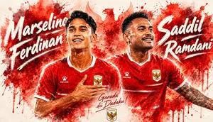 Cover Timnas Indonesia - Marselino Ferdinan dan Saddil Ramdani. (Bola.com/Gregah Nurikhsani/AI-Generated Image)