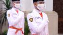 Anggota Pasukan Pengibar Bendera Pusaka (Paskibraka) mengikuti upacara pengukuhan di Istana Negara, Jakarta, Kamis (13/8/2020). Presiden Joko Widodo mengukuhkan 8 anggota Paskibraka yang akan bertugas pada upacara HUT ke-75 Kemerdekaan RI. (Foto: Lukas - Biro Pers Sekretariat Presiden)