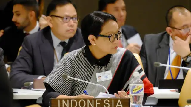 Menteri Luar Negeri RI Retno Marsudi dalam pertemuan sela antar menteri di Sidang Umum PBB 2018 (25/9) (sumber: Kemlu RI)