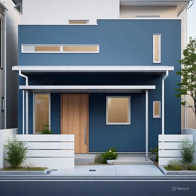 Rumah Minimalis dengan Cat Tembok Warna Biru dan Carport