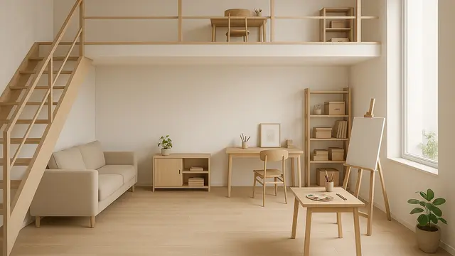 Gambar Rumah Mezzanine Sederhana MinimalisIlustrasi AI