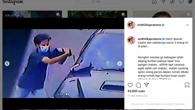Unggahan Andhika Pratama. (Foto: Instagram @andhiiikapratama)