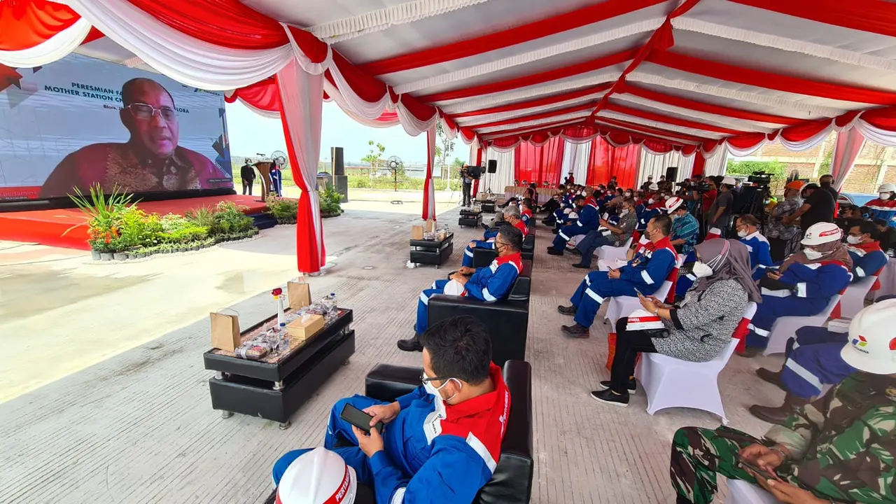 Peresmian Pembangunan Pipa Gas dan Mother Station (MS) Compressed Natural Gas (CNG) di Kecamatan Jiken, Kabupaten Blora, Jawa Tengah.