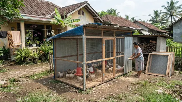 Model kandang ayam broiler sederhana untuk usaha rumahan model panel bongkar pasang yang ukurannya bisa diubah