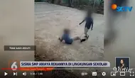 Aksi perundungan pelajar SMP di Cimanggu, Kabupaten Cilacap, Jawa Tengah. (YouTube Liputan6)