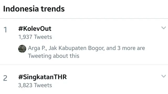 Tagar Kolev Out jadi nomor satu di Twitter.