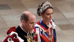 Pangeran William dan Kate Middleton dalam penobatan Raja Charles III. ((Phil Noble/Pool Photo via AP)