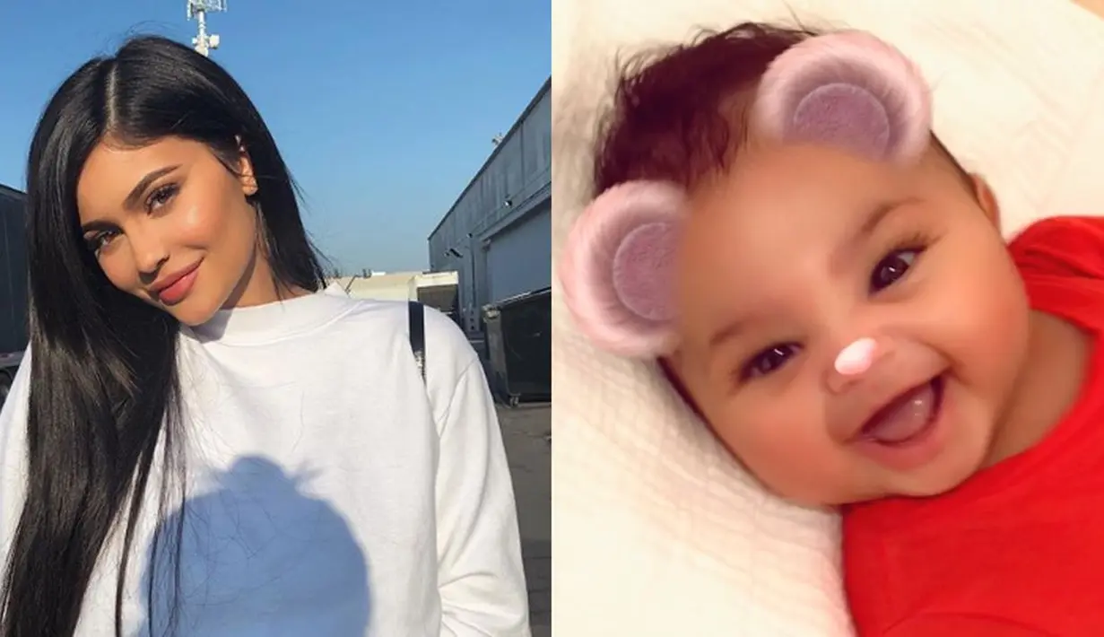 Kylie Jenner benar-benar berusaha menjadi ibu. Bahkan ia khawatir akan keadaan Stormi ketika akan ditinggal demi hadir ke ulang tahun sahabatnya. (Instagram-Snapchat/KylieJenner)