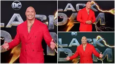 Foto kolase saat aktor AS Dwayne Johnson tiba untuk pemutaran perdana film 'Black Adam' di Time Square, New York City, Amerika Serikat, 12 Oktober 2022. 
(AFP/ANGELA WEISS/Jamie McCarthy)